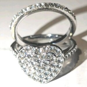 3ct Heart Cut Real Moissanite Bridal Set Halo Wedding Ring 14k White Gold Plated